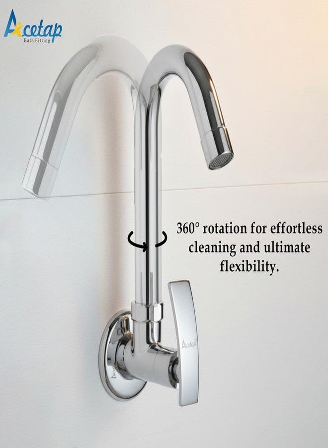 Acetap ACE - 04 Sink Tap for Kitchen Sink 360 Degree Rotating with Foam Flow, Brass Tap with Chrome Finish Full Brass tap with Wall Flange | (Pack of 1) | 7-Year Manufacturer Warranty - Image 5